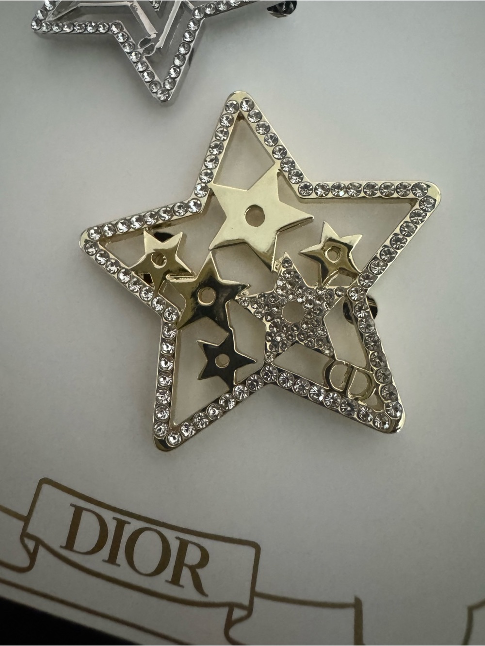 Dior Star Rhinestone Hair Clips - Silver & Gold Accents - Picture 2 of 8